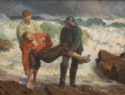 Laurits Tuxen The Drowned is braught on shore painting